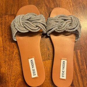 Silver gem flat sandals